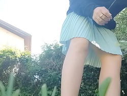 whore! pissing and burping in the public park without underwear