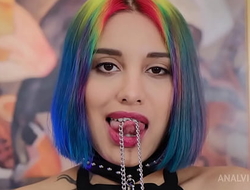 Rainbow Teen Bitch Roxy Lips Vs Tough Daddy Nick Rock ! Deep anal balls, slaps, licking male ass, hard NRX074