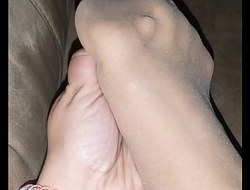 sexy selfrubbing nylon feet