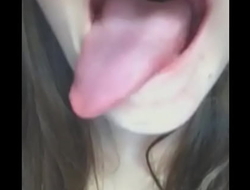 Cute teen Rapunzel dirty talk mouth open and dildo sucking